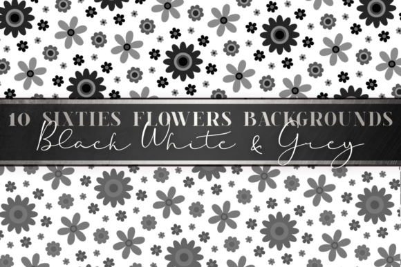 Download Grey Flower Background 70s Digital Paper - 70s Collection