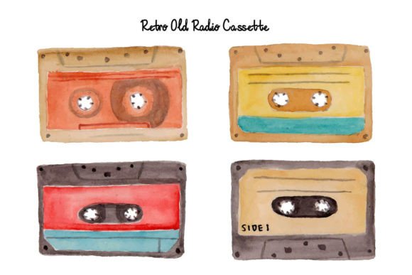 Download Vintage Old Retro Cassette Watercolor - Retro Collection