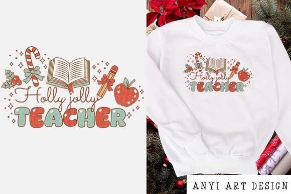Download Retro Christmas Teacher Sublimation PNG - Retro Collection