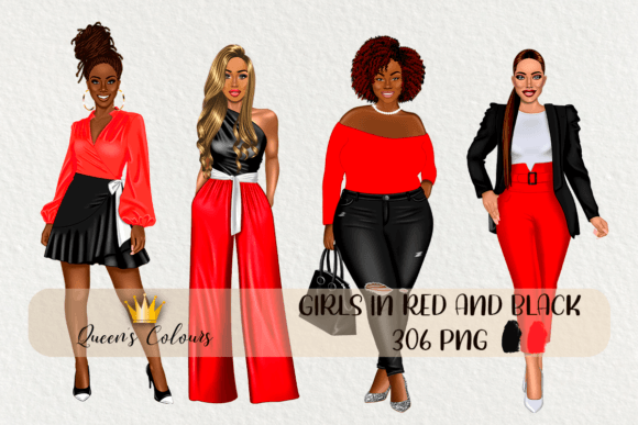 Download Red and Black Girls Clipart, Girl Boss - Red and black Collection