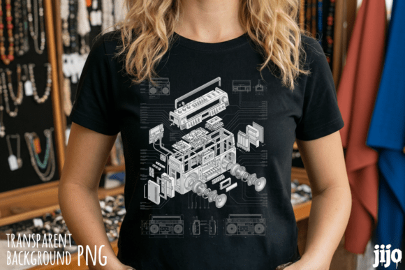 Download Boombox Retro Exploded Cassette PNG - Retro Collection