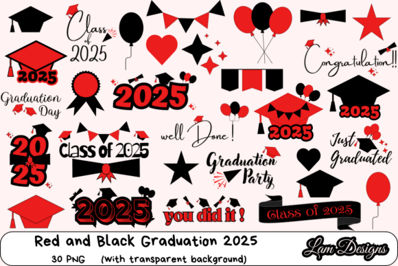 Download Red and Black Graduation 2025 Png - Red and black Collection