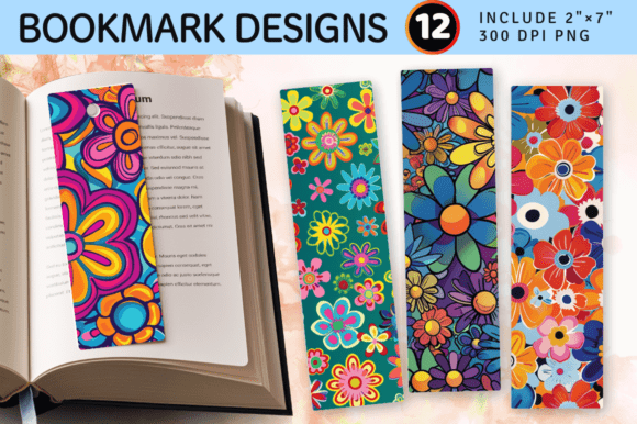 Download Funky Groovy Boho Flowers PNG Bookmark D - Premium Resources